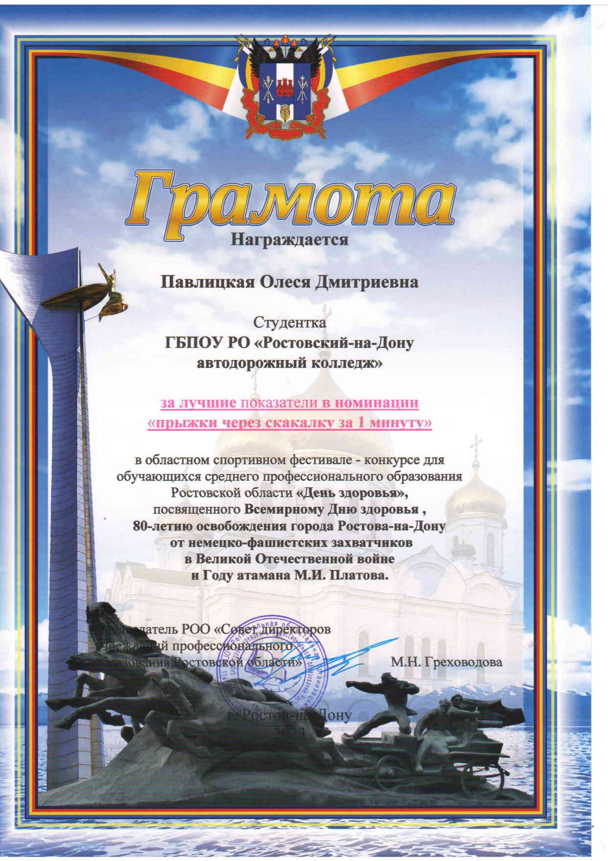 Достижения студентов за 2023 год — Ростовский-на-Дону автодорожный колледж